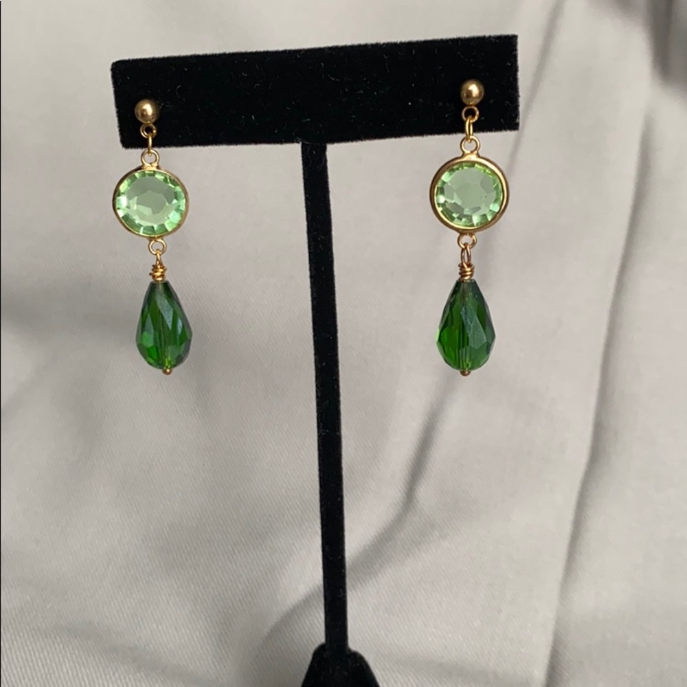 2/$12 Green glass gemstone earrings